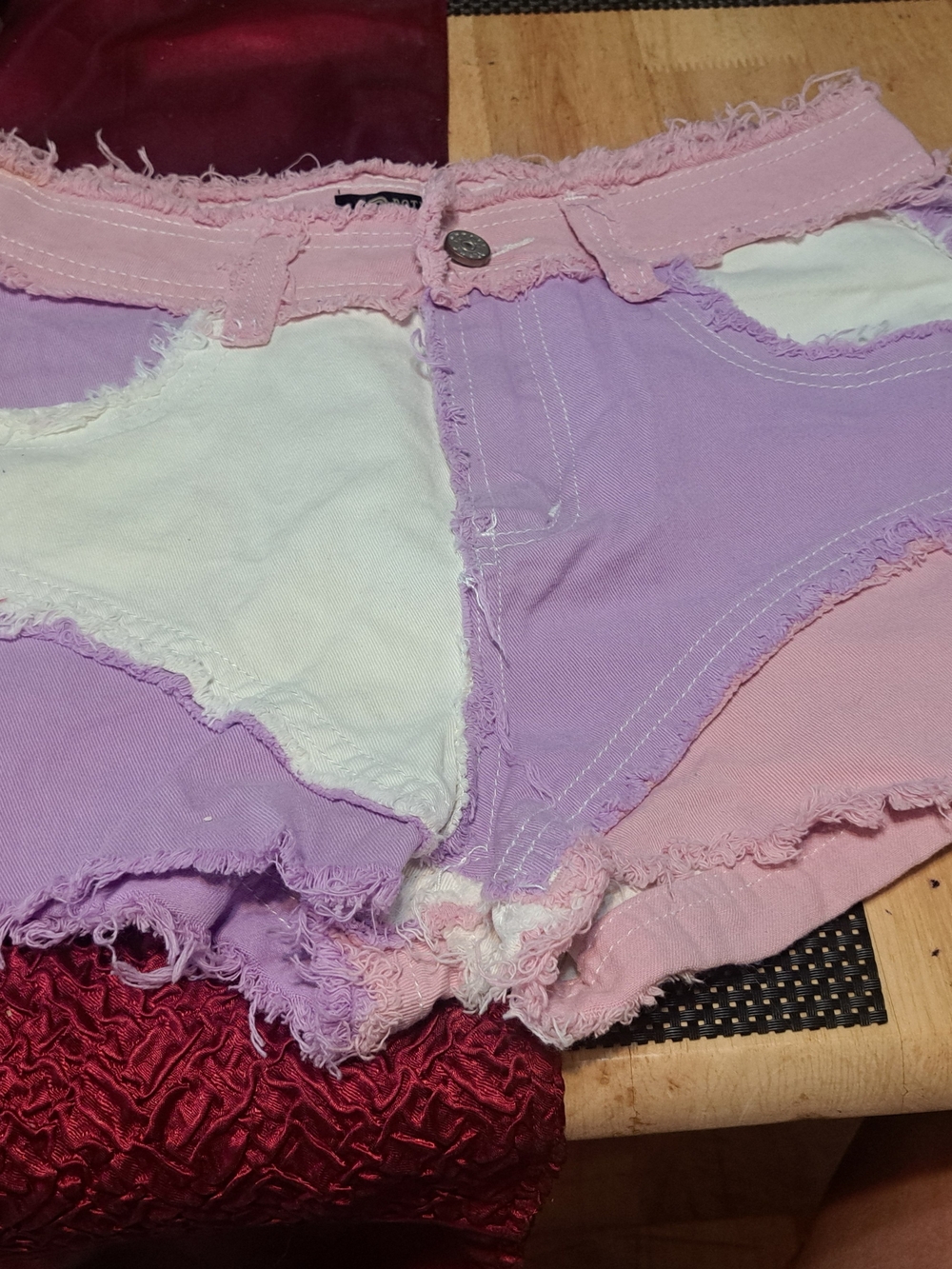 Potlii Pink Frayed Denim Shorts Size 8